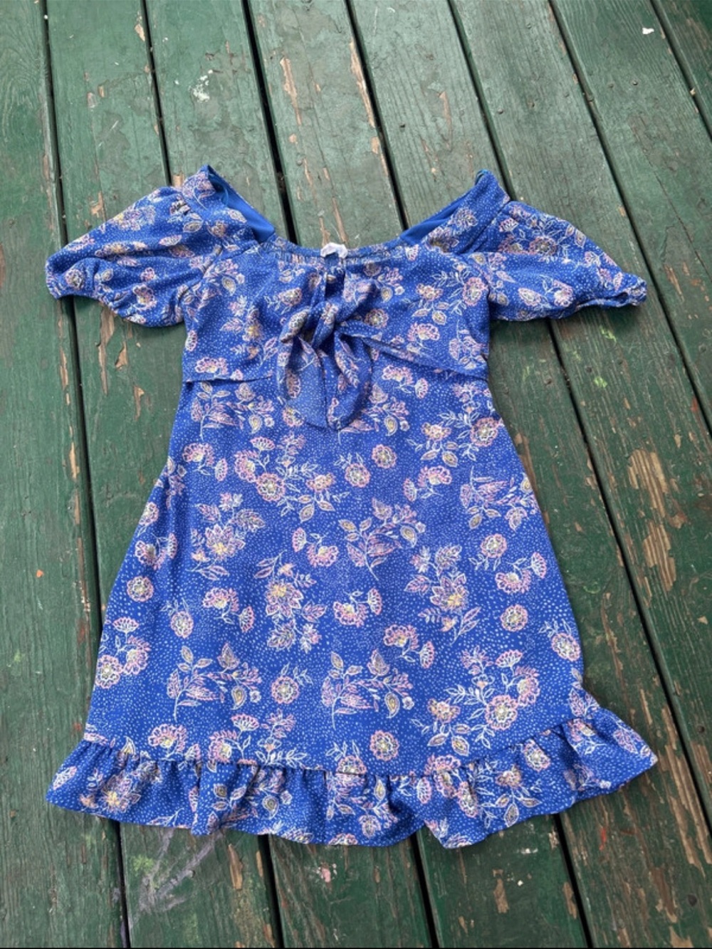 Marshalls Blue Floral Tie-Front Mini Dress